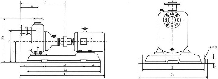 ZW系列自吸無堵塞排污泵安裝尺寸圖