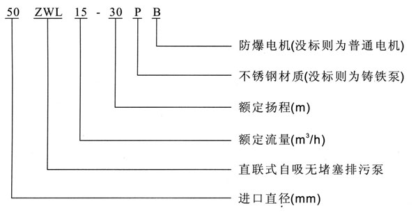 ZWL直聯(lián)式自吸排污泵型號(hào)意義